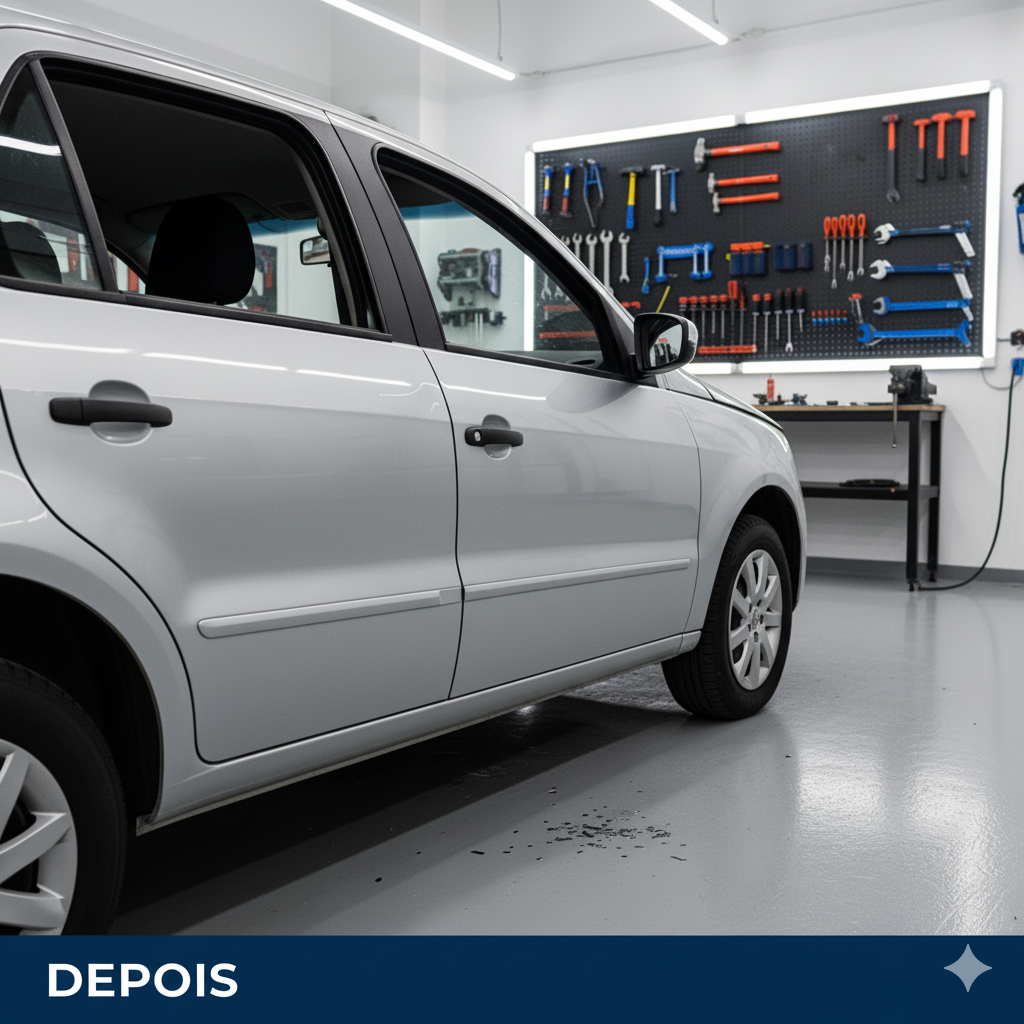 Carro com danos na lataria antes do conserto na Reflexo Chapeação